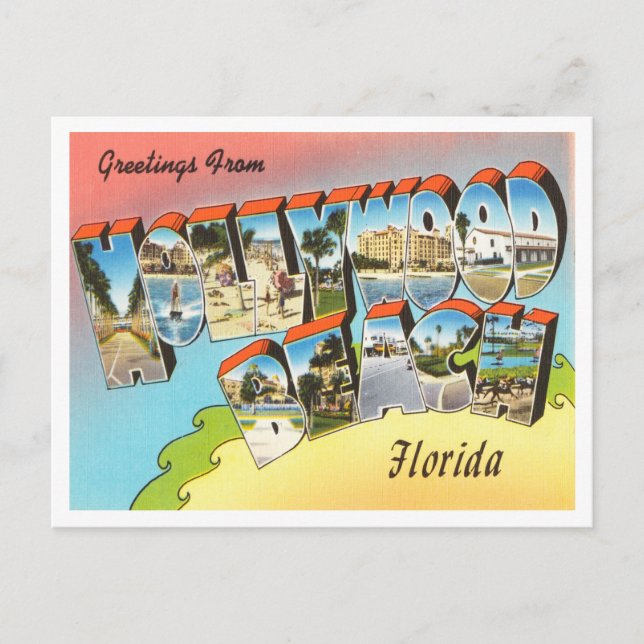 Greetings from Hollywood Beach, Florida Travel Postcard (Front)