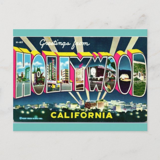 Greetings from  Hollywood California Travel Postcard (Front)