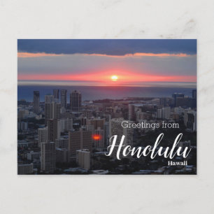 Greetings from Honolulu Hawaii Sunset Postcard