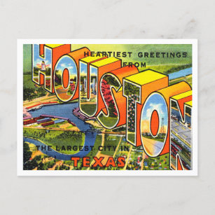 Greetings from Houston, Texas Vintage Travel Postcard