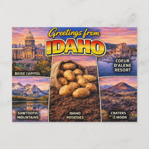 Greetings From Idaho Postcard
