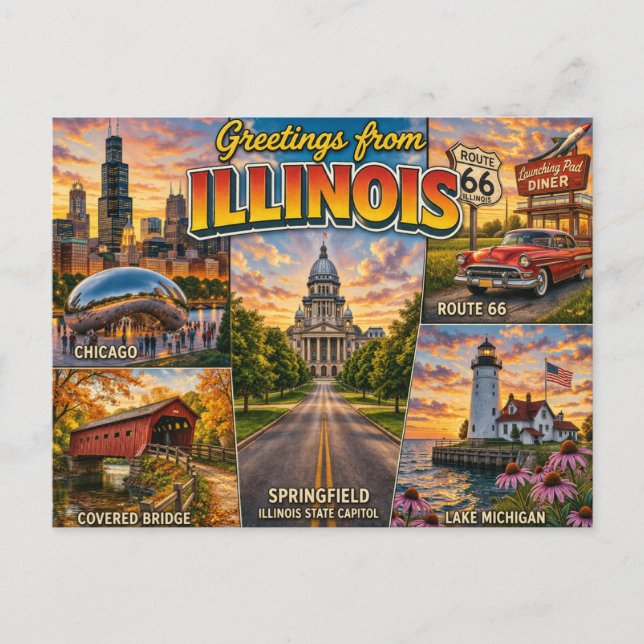 Greetings From Illnois Postcard (Front)