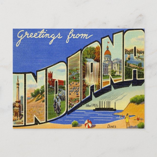 Greetings From Indiana Postcard (Front)
