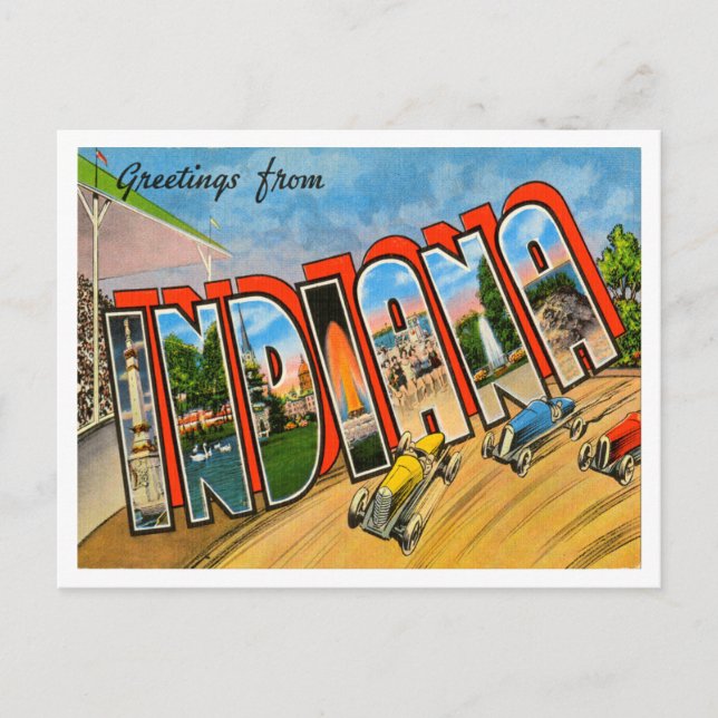 Greetings from Indiana Vintage Travel Postcard (Front)