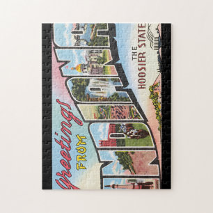Greetings from Indiana_Vintage Travel Poster Jigsaw Puzzle