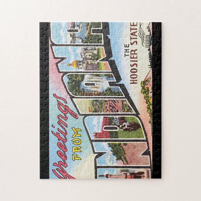 Greetings from Indiana_Vintage Travel Poster Jigsaw Puzzle (Vertical)