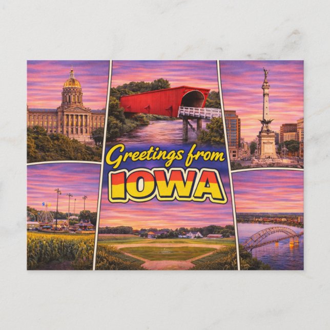 Greetings From Iowa Postcard (Front)