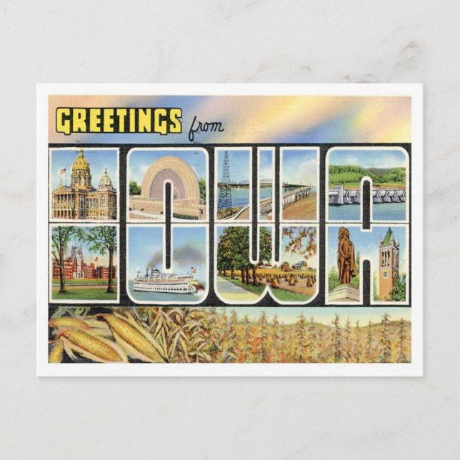 Greetings From Iowa Postcard (Front)