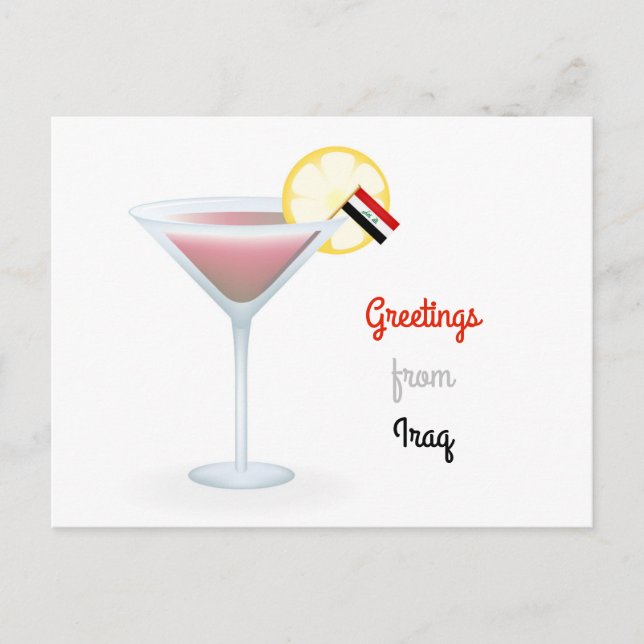 Greetings From Iraq Cocktail Holiday Postcard (Front)