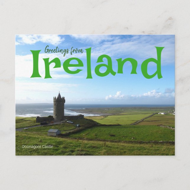 Greetings from Ireland Doonagore Castle Postcard (Front)