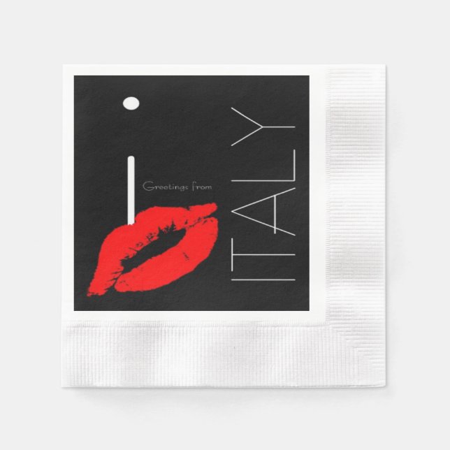 Greetings from Italy Italian Red Lipstick Kiss Napkin (Front)