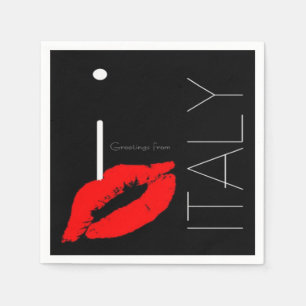 Greetings from Italy Italian Red Lipstick Kiss Napkin