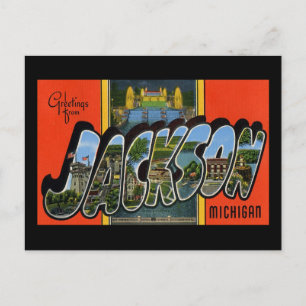 Greetings from Jackson Michigan Postcard
