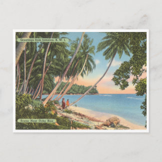Greetings from Jamaica Vintage Beach Scene Postcard