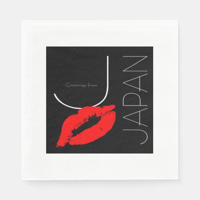 Greetings from Japan Japanese Red Lipstick Kiss Napkin (Front)
