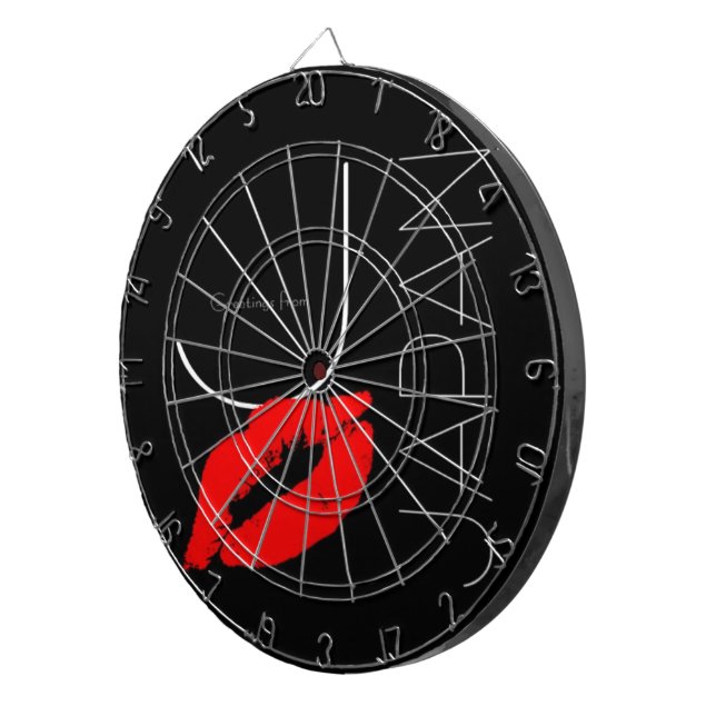 Greetings from Japan Red Lipstick Kiss Black Dartboard (Front Right)