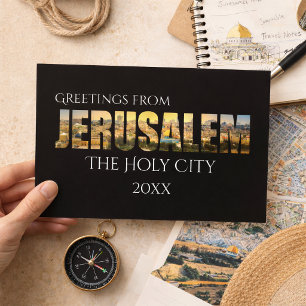 Greetings from Jerusalem Holy City Vintage Travel Postcard