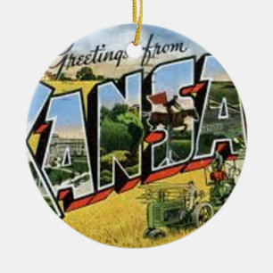 Greetings from Kansas Ceramic Tree Decoration