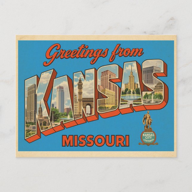 Greetings from Kansas City, Missouri Vintage Postcard (Front)