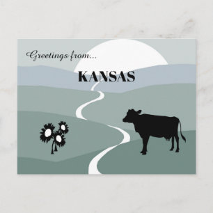Greetings From Kansas Tranquil Green Shades  Postcard