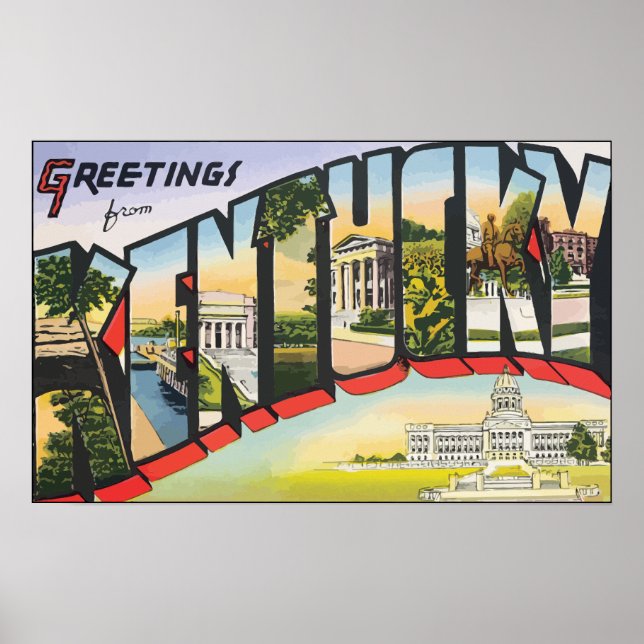 Greetings From Kentucky, Vintage Poster (Front)