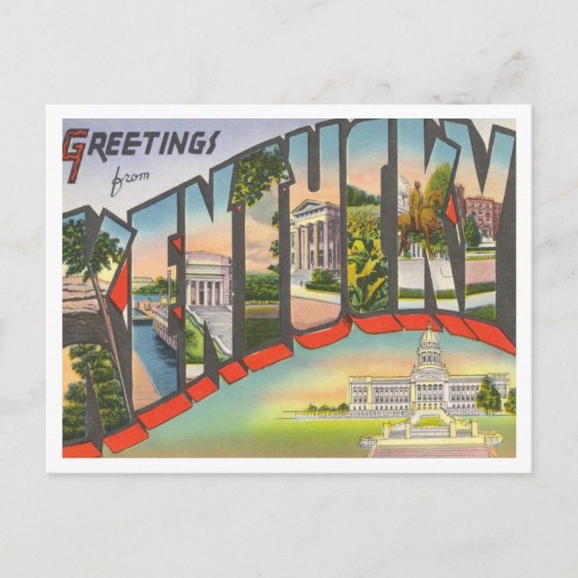 Greetings from Kentucky Vintage Travel Postcard (Front)