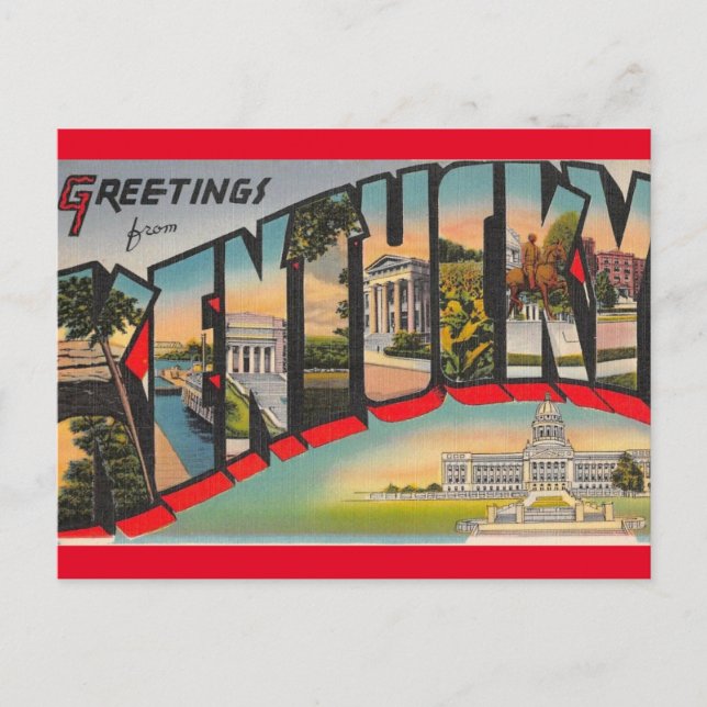 Greetings from Kentucky Vintage Travel Postcard (Front)