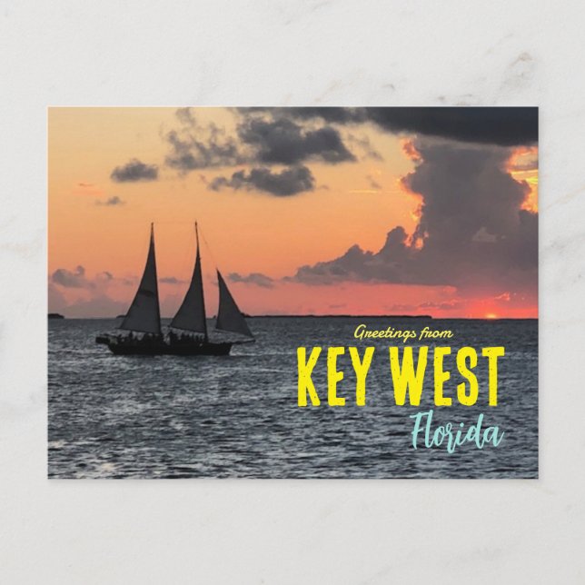 Greetings from Key West Florida Sunset Postcard (Front)