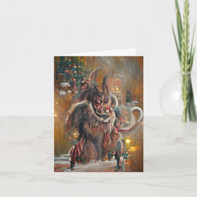 Greetings from Krampus, 4" x 5.6" Folded Card (Front)