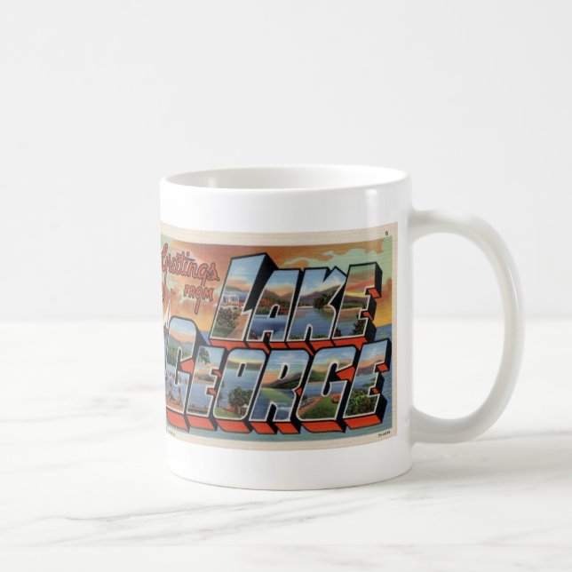 Greetings from Lake George NY Coffee Postcard Mug (Right)
