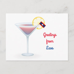 Greetings From Laos Cocktail Holiday Postcard