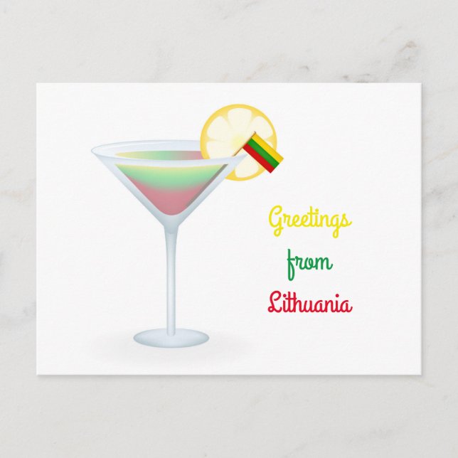 Greetings From Lithuania Cocktail Holiday Card (Front)