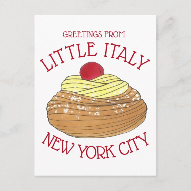 Greetings from Little Italy New York City Zeppole Postcard (Front)