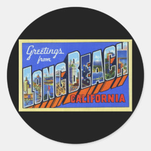 Greetings from Long Beach California Classic Round Sticker
