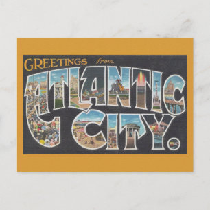 Greetings from Los Atlantic City Vintage  Postcard