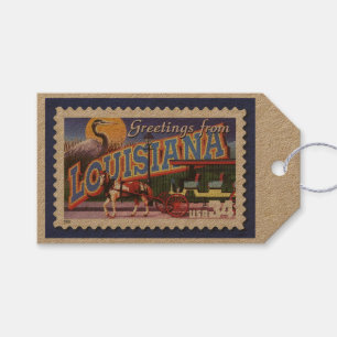Greetings from Louisiana Stamp Gift Tag
