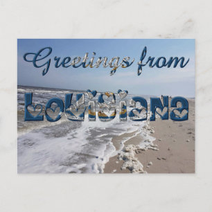 Greetings from Louisiana State Flag Hearts USA Postcard