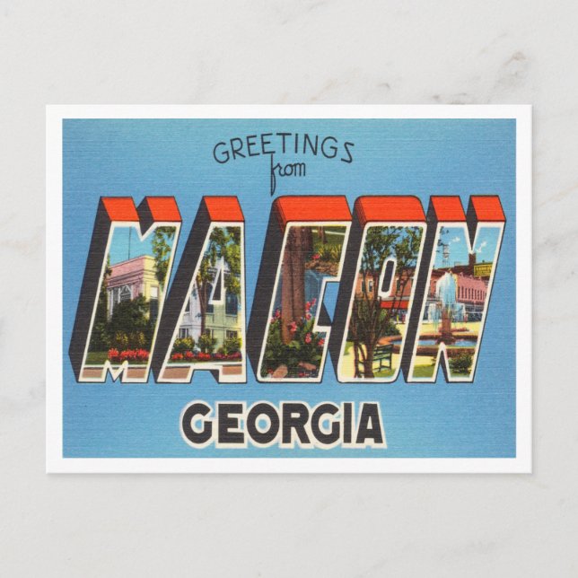 Greetings from Macon, Georgia Vintage Travel Postcard (Front)