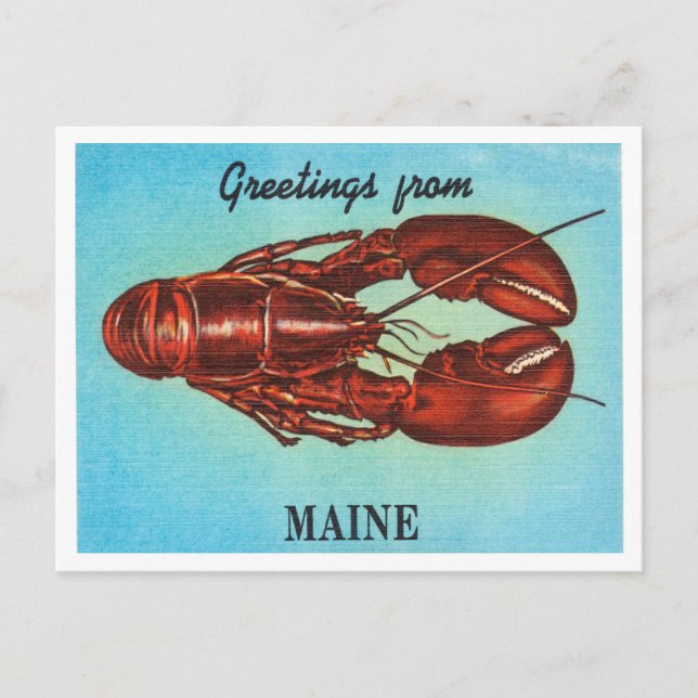 Greetings from Maine, Lobster Vintage Travel Postcard (Front)