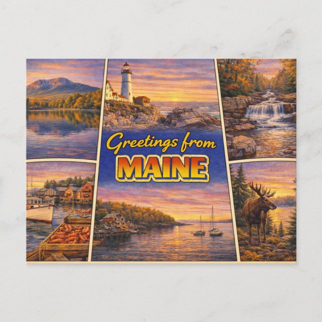 Greetings From Maine Postcard (Front)