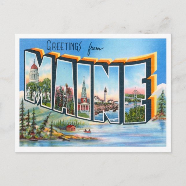 Greetings From Maine Postcard (Front)