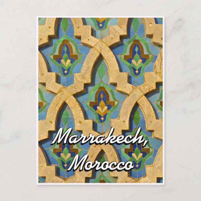 Greetings from Marrakech Morocco Moroccan Tile Postcard (Front)