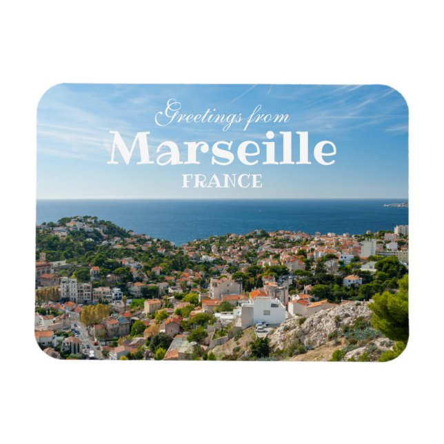 Greetings from Marseille France Souvenir Magnet (Horizontal)
