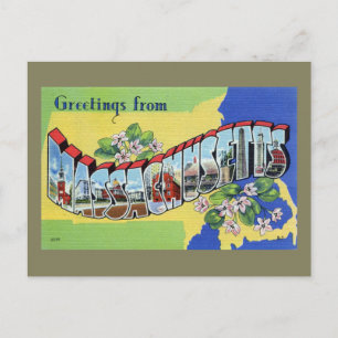Greetings From Massachusetts Postcard