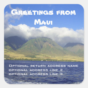 Greetings from Maui Return Address Square Sticker