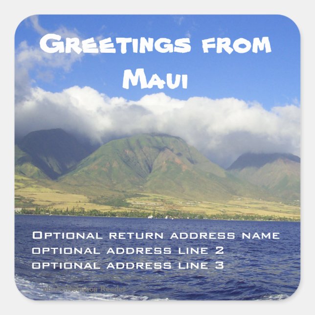 Greetings from Maui Return Address Square Sticker (Front)