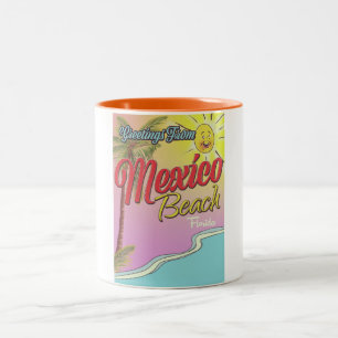 Greetings From Mexico Beach Florida Two-Tone Coffee Mug
