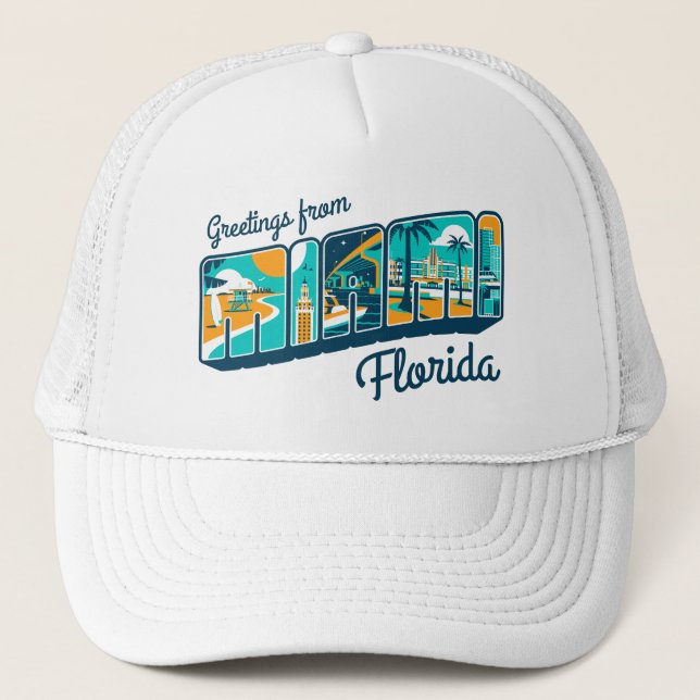 Greetings From Miami Florida Trucker Hat (Front)