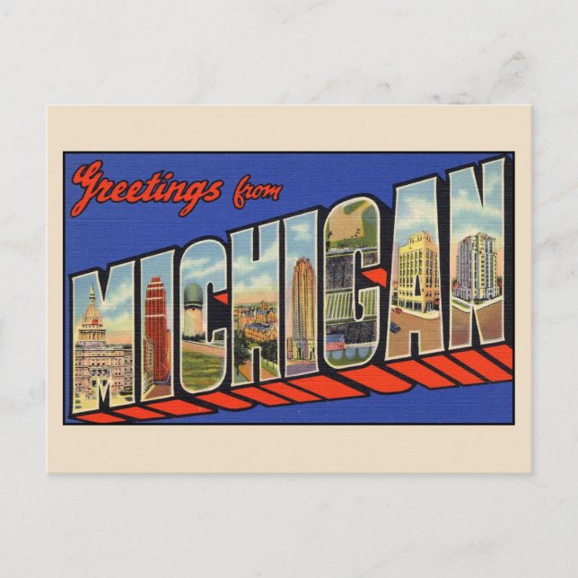 Greetings from Michigan Large Letter Postcard (Front)