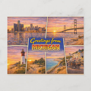 Greetings From Michigan Postcard
